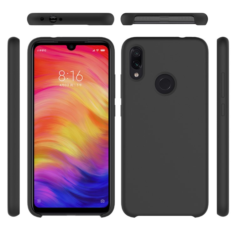 Boîtier En Silicone Liquide Souple Pour Xiaomi Redmi Note 7 / Note 7 Pro (inde) - Noir-2