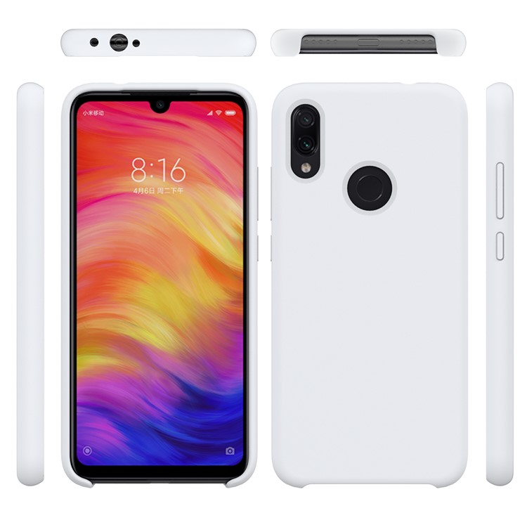 Invólucro De Telefone Móvel De Silicone Macio Líquido Para Xiaomi Redmi Note 7 / Nota 7 Pro (índia) - Branco-4
