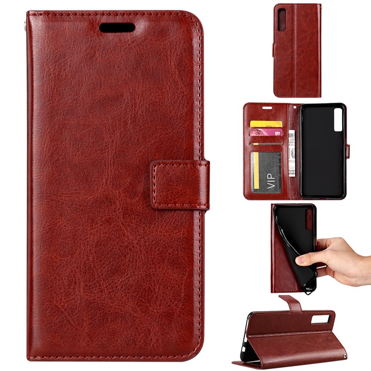 Crazy Horse Texture Wallet Leather Cover with Stand for Xiaomi Mi 9 - Brown-1