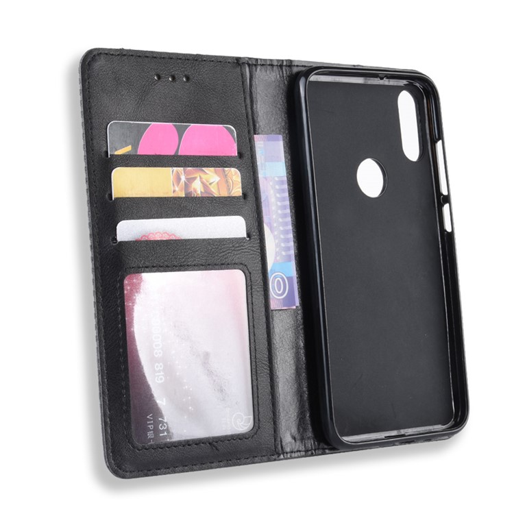 Cáscara De Cuero Auto Absorbida Estilo Vintage Para Xiaomi Redmi 7 - Negro-3