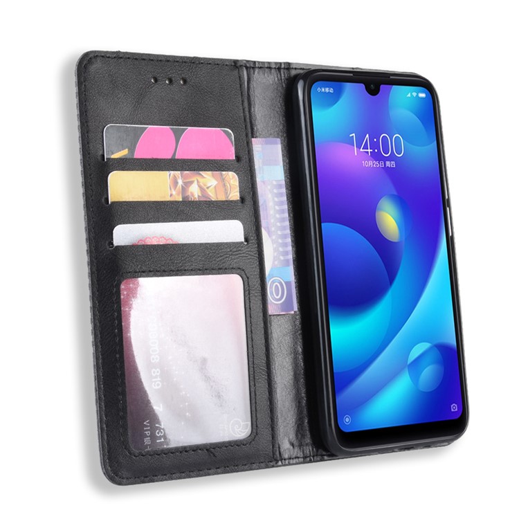 Cáscara De Cuero Auto Absorbida Estilo Vintage Para Xiaomi Redmi 7 - Negro-4