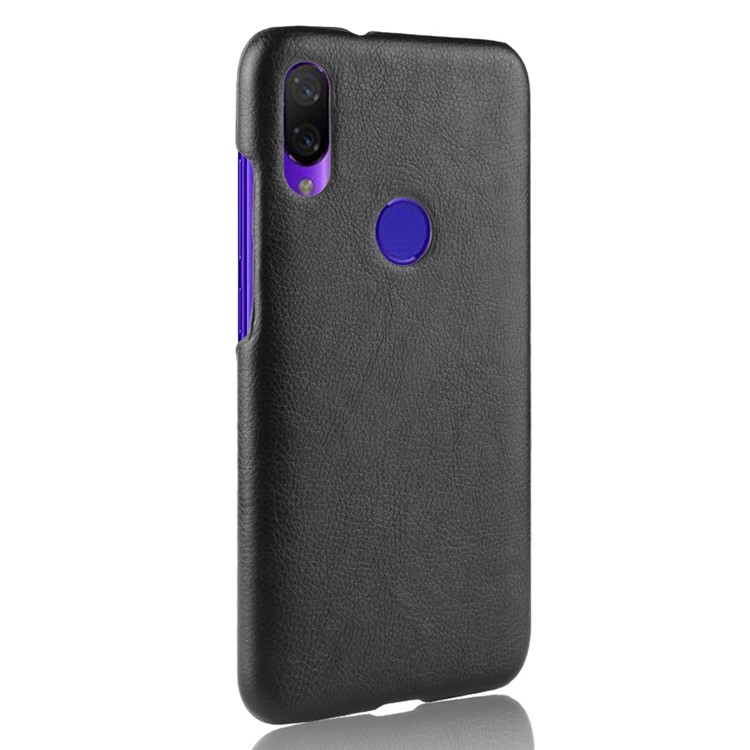 Litchi-Textur PU-Leder PC-Schutzhülle Für Xiaomi Redmi 7 - Schwarz-3