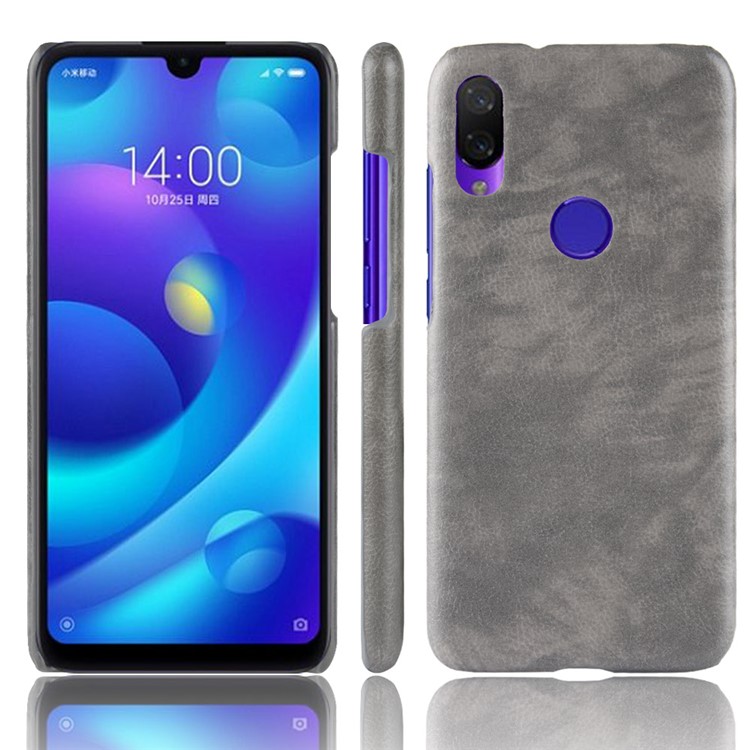 Litchi Texture PU Leather Coated PC Protection Case Cover for Xiaomi Redmi 7 / Redmi Y3 - Grey-1