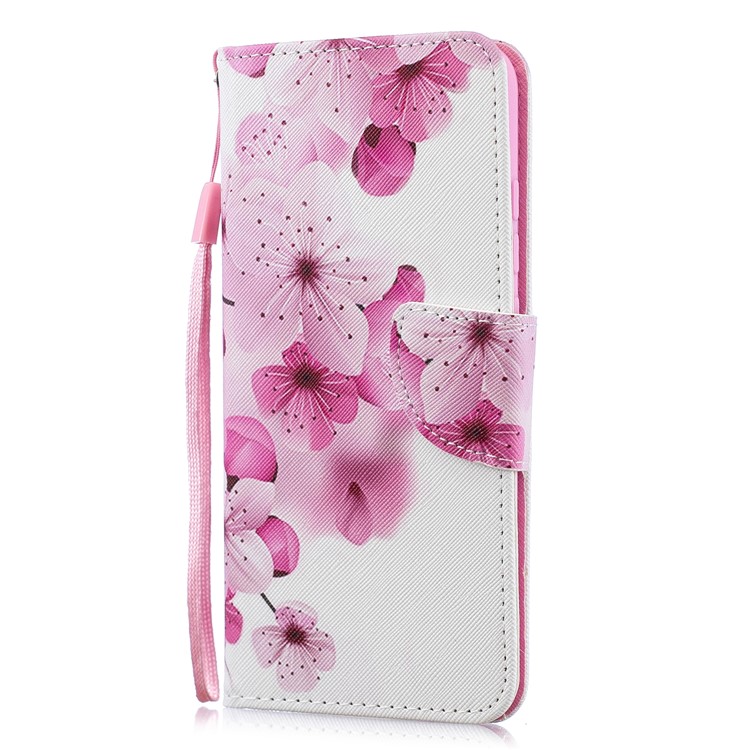 Pattern Printing Leather Stand Case with Strap for Xiaomi Redmi Note 7 / Note 7 Pro (India) - Pretty Flower-2