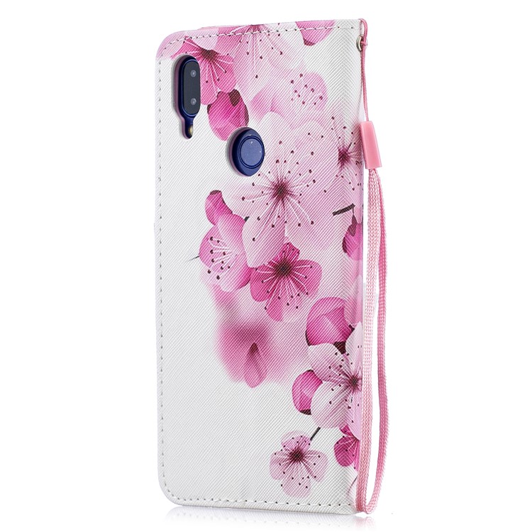 Pattern Printing Leather Stand Case with Strap for Xiaomi Redmi Note 7 / Note 7 Pro (India) - Pretty Flower-3