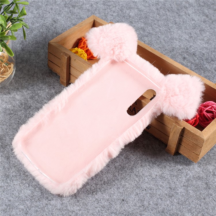Fluffy Fur Coated TPU Protective Cover for Xiaomi Mi 9 / Cute 3D Pig / Rhinestone Decor - Pink-2