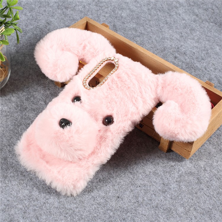 Dog Pattern Fluffy Fur Coated TPU Case for Xiaomi Mi 9 - Pink-1