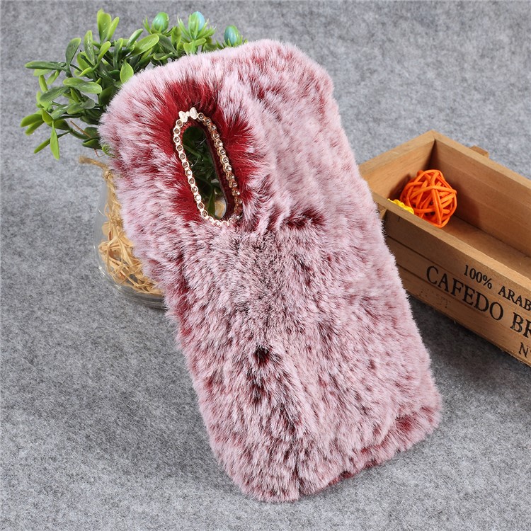 Soft Fur Coated Rhinestone TPU Case for Xiaomi Mi 9 - Wine Red-1