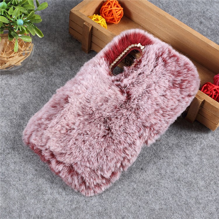 Soft Fur Coated Rhinestone TPU Case for Xiaomi Mi 9 - Wine Red-3