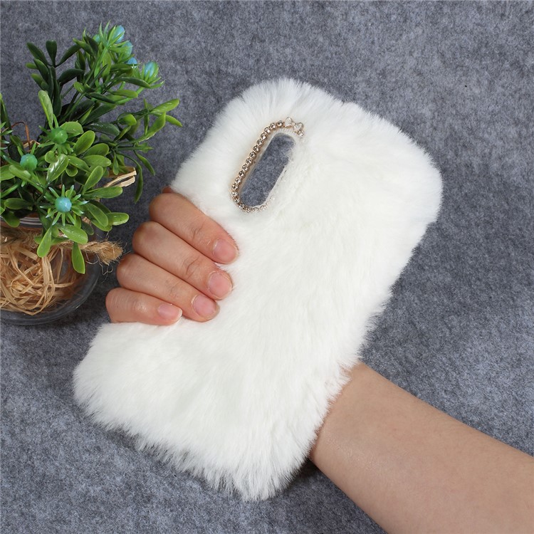 Soft Fur Coated Rhinestone TPU Case for Xiaomi Mi 9 - White-4