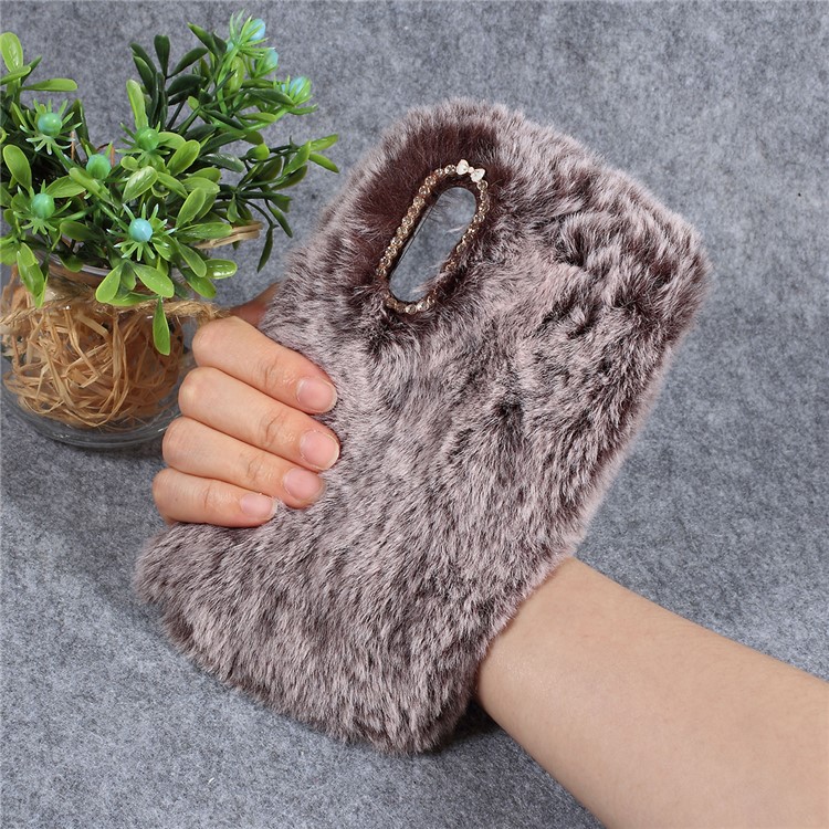 Soft Fur Coated Rhinestone TPU Case for Xiaomi Mi 9 - Coffee-4