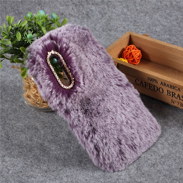 Soft Fur Coated Rhinestone TPU Case for Xiaomi Mi 9 - Purple-1