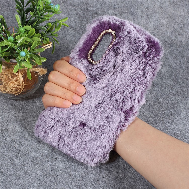 Soft Fur Coated Rhinestone TPU Case for Xiaomi Mi 9 - Purple-4