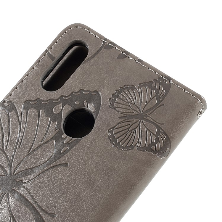 Imprint Butterfly Leather Wallet Case for Xiaomi Redmi Note 7S / Note 7 / Note 7 Pro (India) - Grey-5
