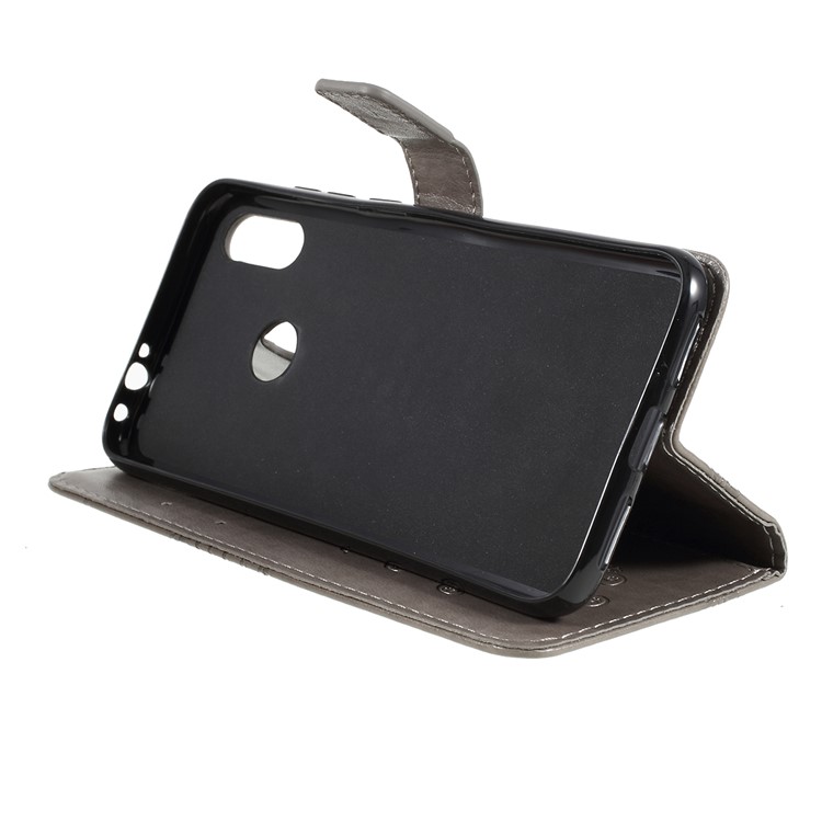 Imprint Butterfly Leather Wallet Case for Xiaomi Redmi Note 7S / Note 7 / Note 7 Pro (India) - Grey-7