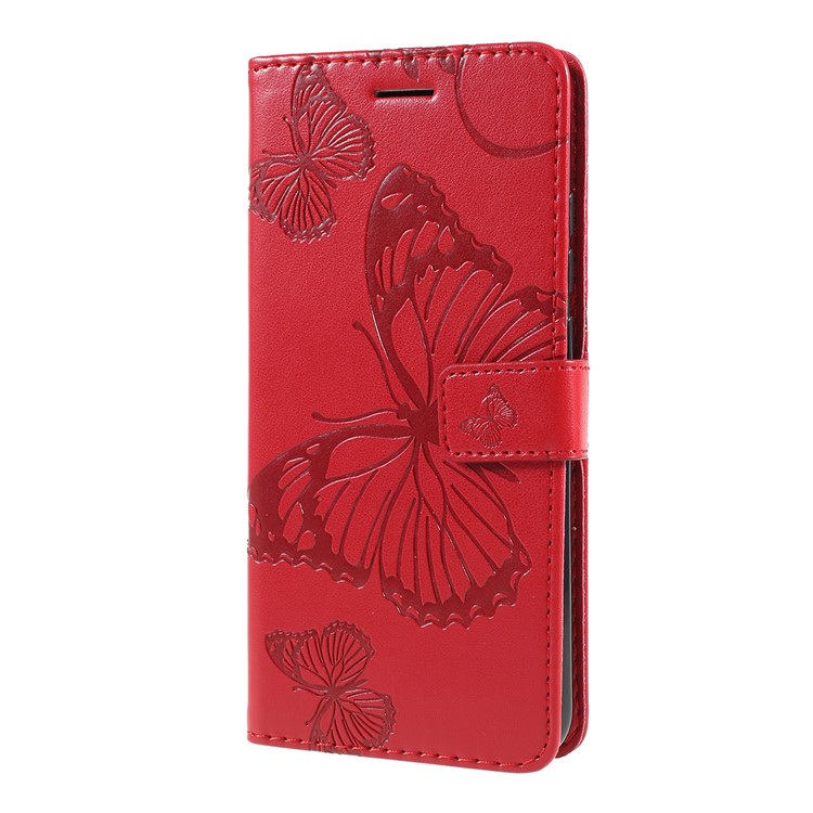 Imprint Butterfly Leather Wallet Case for Xiaomi Redmi Note 7S / Note 7 / Note 7 Pro (India) - Red-6