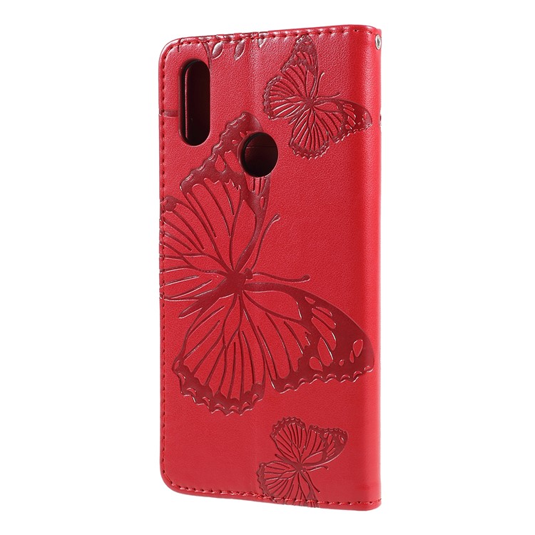 Imprint Butterfly Leather Wallet Case for Xiaomi Redmi Note 7S / Note 7 / Note 7 Pro (India) - Red-7