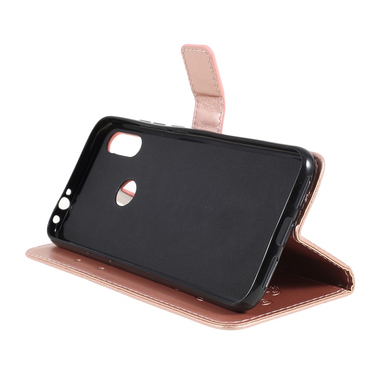 Imprint Butterfly Leather Wallet Case for Xiaomi Redmi Note 7S / Note 7 / Note 7 Pro (India) - Rose Gold-2