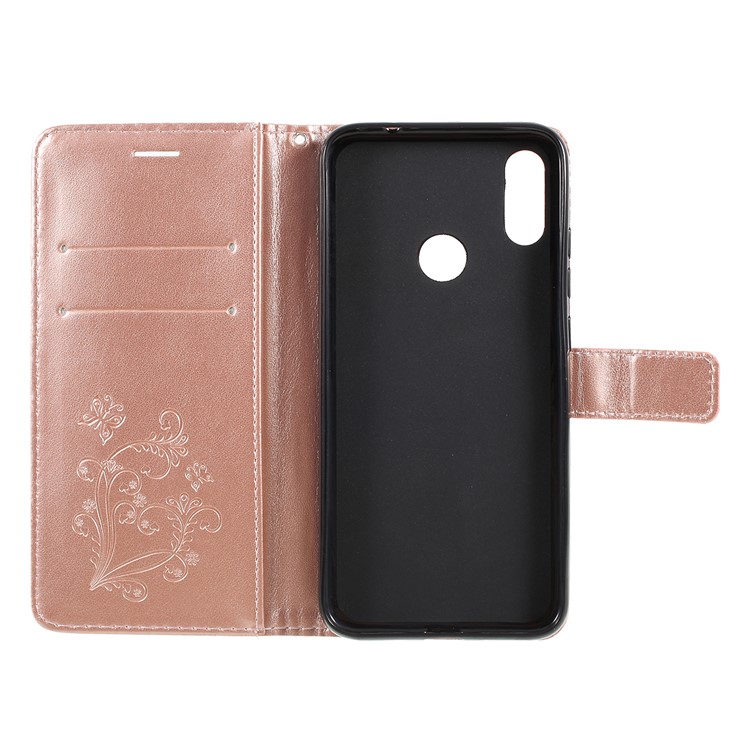 Imprint Butterfly Leather Wallet Case for Xiaomi Redmi Note 7S / Note 7 / Note 7 Pro (India) - Rose Gold-4