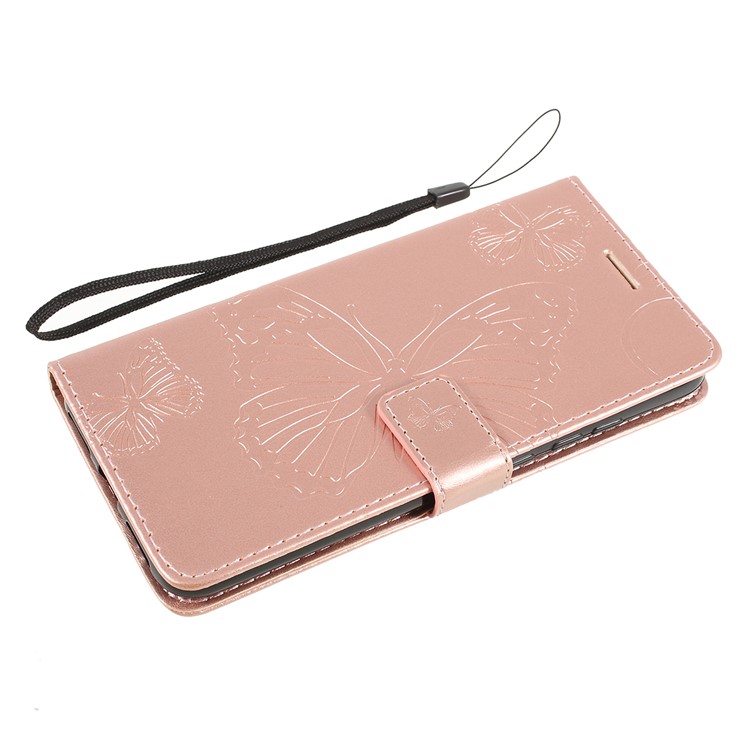 Imprint Butterfly Leather Wallet Case for Xiaomi Redmi Note 7S / Note 7 / Note 7 Pro (India) - Rose Gold-5