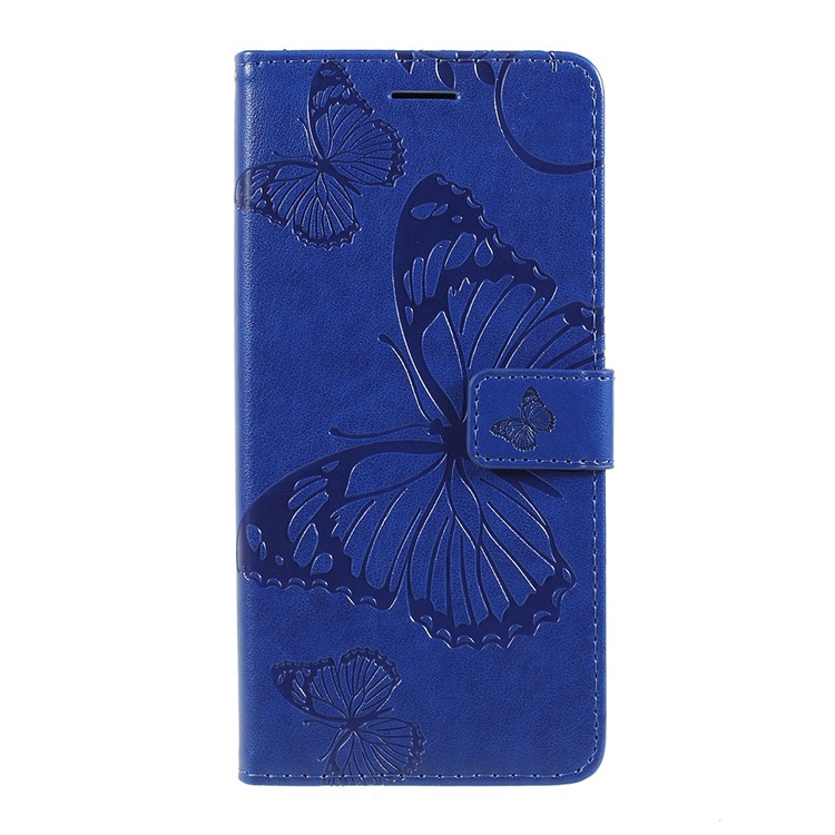 Imprint Butterfly Leather Wallet Case for Xiaomi Redmi Note 7S / Note 7 / Note 7 Pro (India) - Blue-1