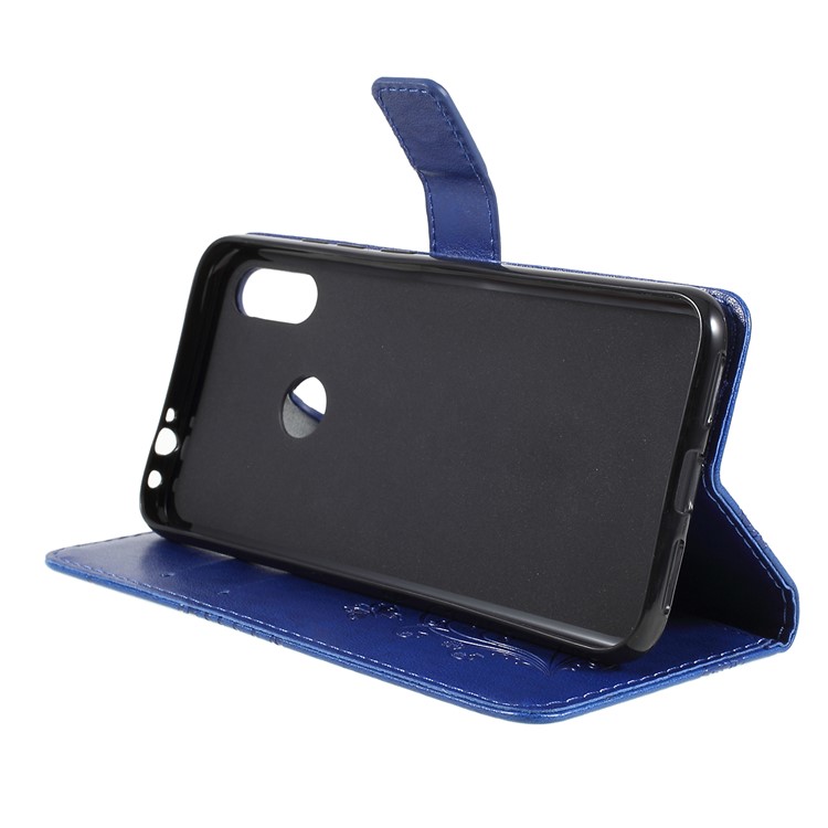 Imprint Butterfly Leather Wallet Case for Xiaomi Redmi Note 7S / Note 7 / Note 7 Pro (India) - Blue-2