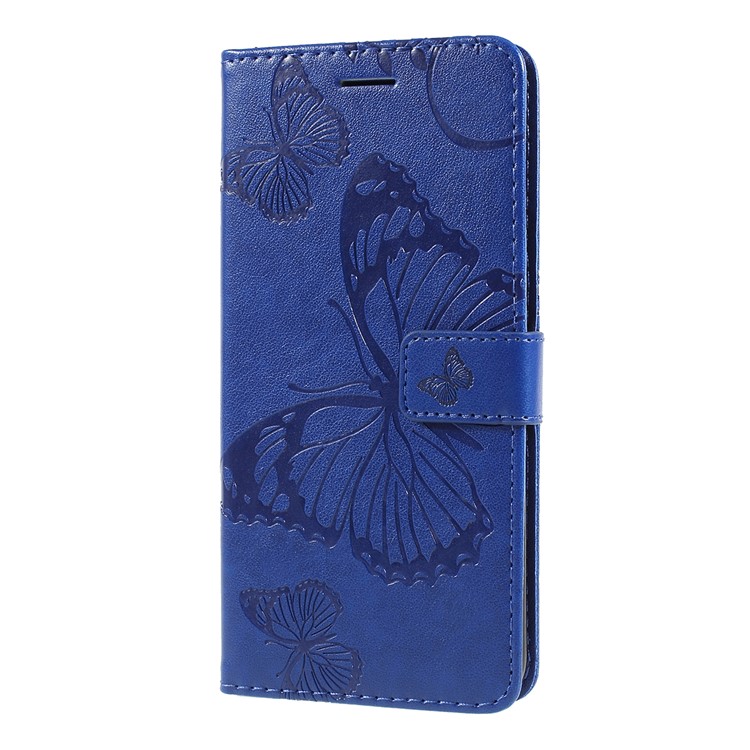 Imprint Butterfly Leather Wallet Case for Xiaomi Redmi Note 7S / Note 7 / Note 7 Pro (India) - Blue-6