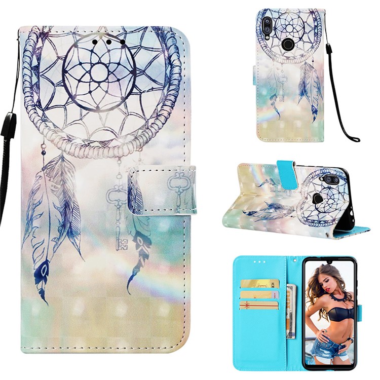 Pattern Printing Light Spot Decor Stand Leather Wallet Cover for Xiaomi Redmi Note 7S / Note 7 / Redmi Note 7 Pro (India) - Dream Catcher-1