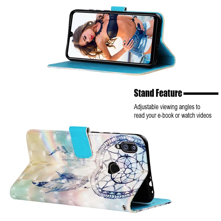 Pattern Printing Light Spot Decor Stand Leather Wallet Cover for Xiaomi Redmi Note 7S / Note 7 / Redmi Note 7 Pro (India) - Dream Catcher-4