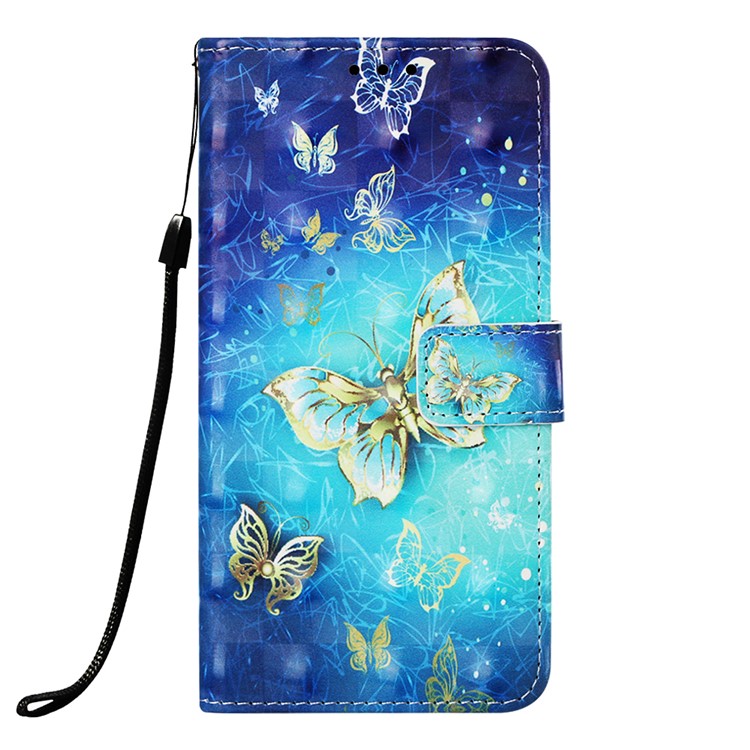 Pattern Printing Light Spot Decor Stand Leather Wallet Cover for Xiaomi Redmi Note 7S / Note 7 / Redmi Note 7 Pro (India) - Gold and Blue Butterfly-2