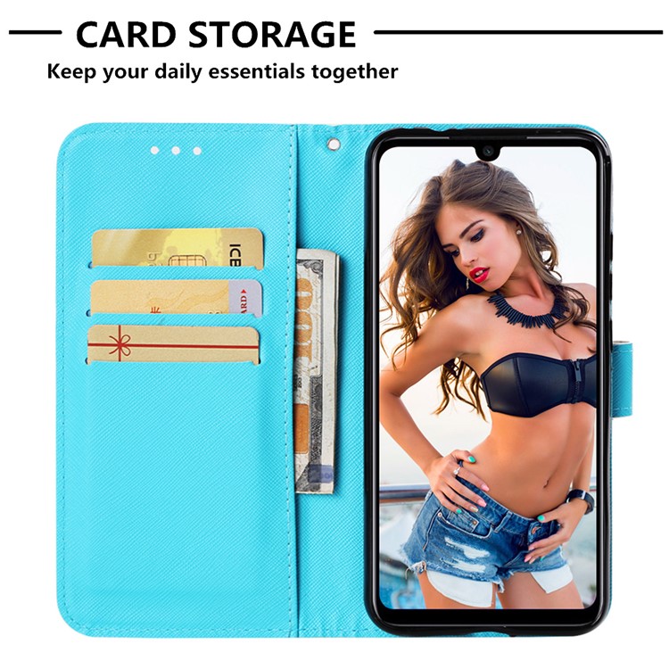 Pattern Printing Light Spot Decor Stand Leather Wallet Cover for Xiaomi Redmi Note 7S / Note 7 / Redmi Note 7 Pro (India) - Gold and Blue Butterfly-6