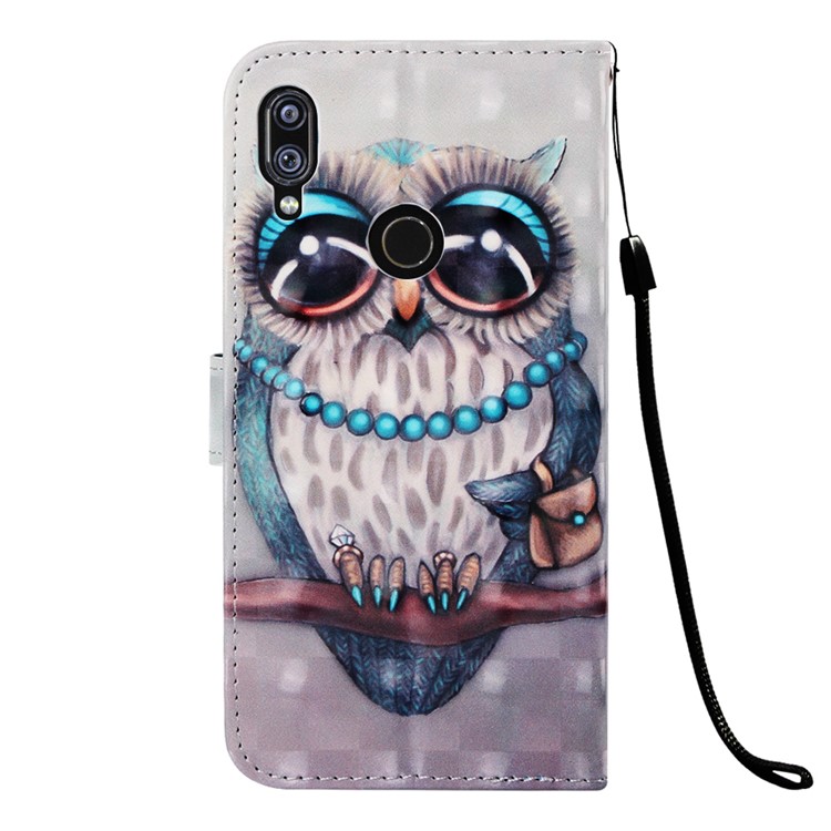 Pattern Printing Light Spot Decor Stand Leather Wallet Cover for Xiaomi Redmi Note 7S / Note 7 / Redmi Note 7 Pro (India) - Owl-3