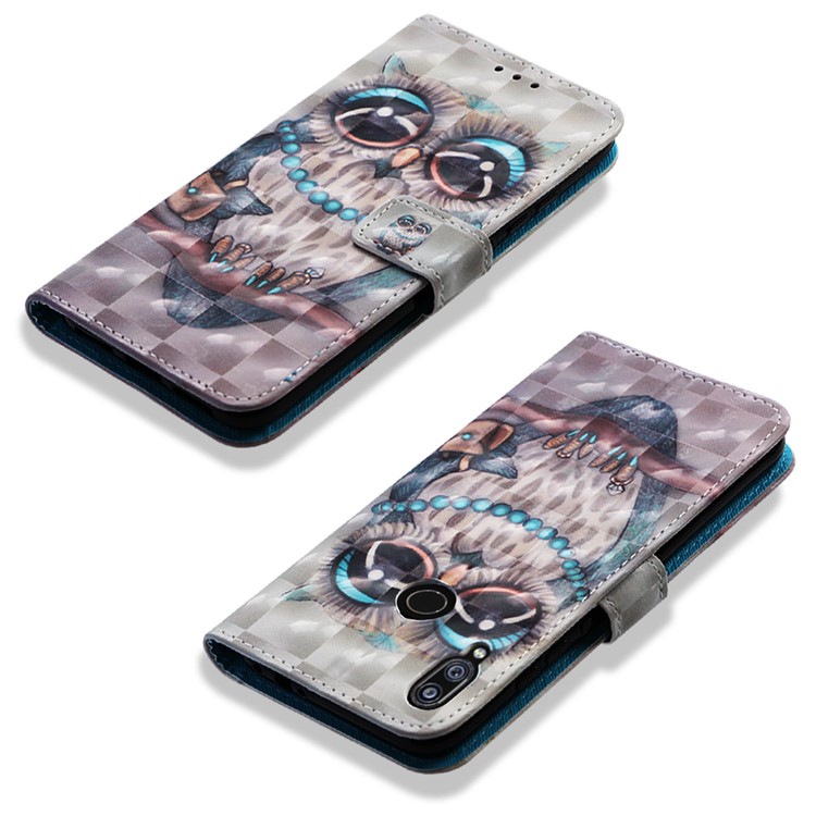 Pattern Printing Light Spot Decor Stand Leather Wallet Cover for Xiaomi Redmi Note 7S / Note 7 / Redmi Note 7 Pro (India) - Owl-7