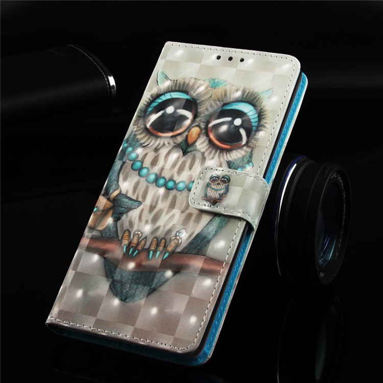 Pattern Printing Light Spot Decor Stand Leather Wallet Cover for Xiaomi Redmi Note 7S / Note 7 / Redmi Note 7 Pro (India) - Owl-8