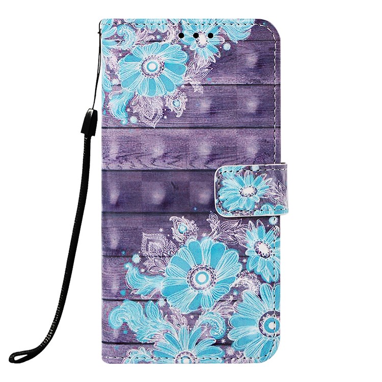 Pattern Printing Light Spot Decor Stand Leather Wallet Cover for Xiaomi Redmi Note 7S / Note 7 / Redmi Note 7 Pro (India) - Blue Flower-2