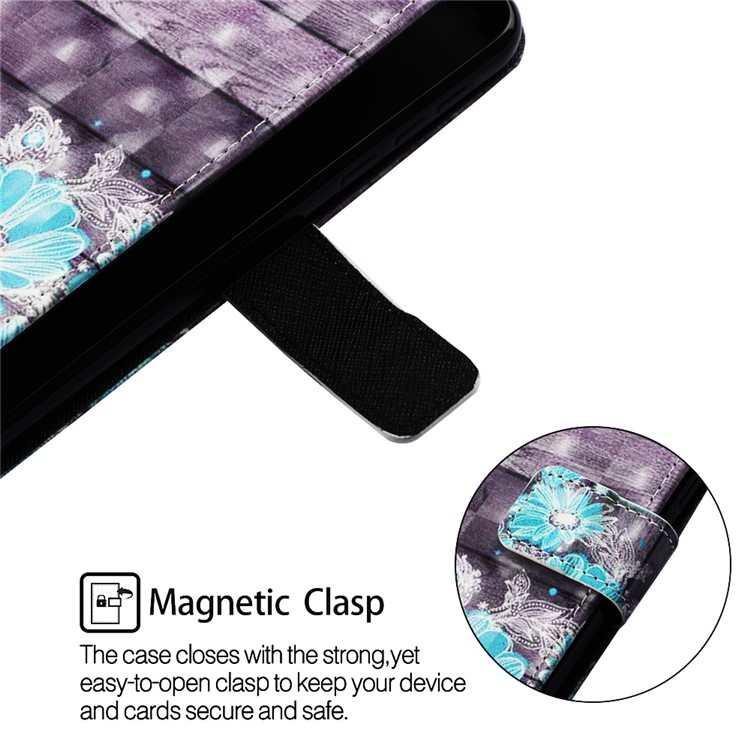 Pattern Printing Light Spot Decor Stand Leather Wallet Cover for Xiaomi Redmi Note 7S / Note 7 / Redmi Note 7 Pro (India) - Blue Flower-5