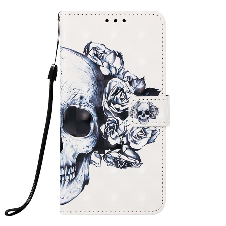 Motivi Per Stampa Fulmine Arredamento Per Arredamento Per il Portafoglio in Pelle Per Xiaomi Redmi Note 7s / Nota 7 / Redmi Note 7 Pro (India) - Rose Skull-2