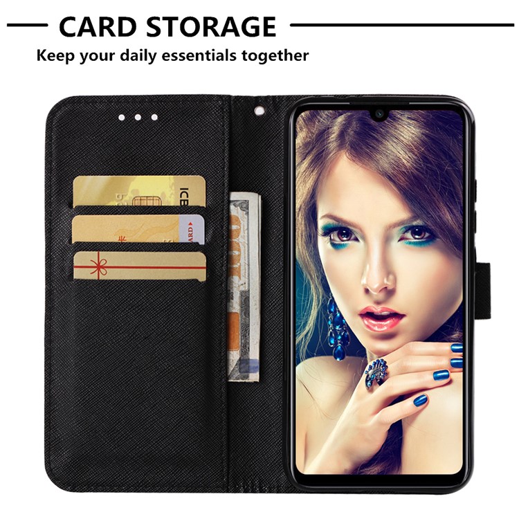 Pattern Printing Light Spot Decor Stand Leather Wallet Cover for Xiaomi Redmi Note 7S / Note 7 / Redmi Note 7 Pro (India) - Rose Skull-6