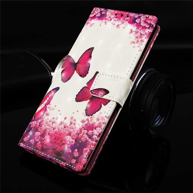 Pattern Printing Light Spot Decor Stand Leather Wallet Cover for Xiaomi Redmi Note 7S / Note 7 / Redmi Note 7 Pro (India) - Red Butterfly-8