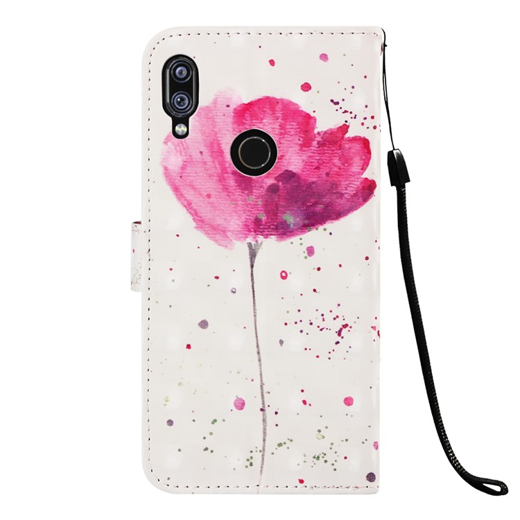Pattern Printing Light Spot Decor Stand Leather Wallet Cover for Xiaomi Redmi Note 7S / Note 7 / Redmi Note 7 Pro (India) - Red Flower-3