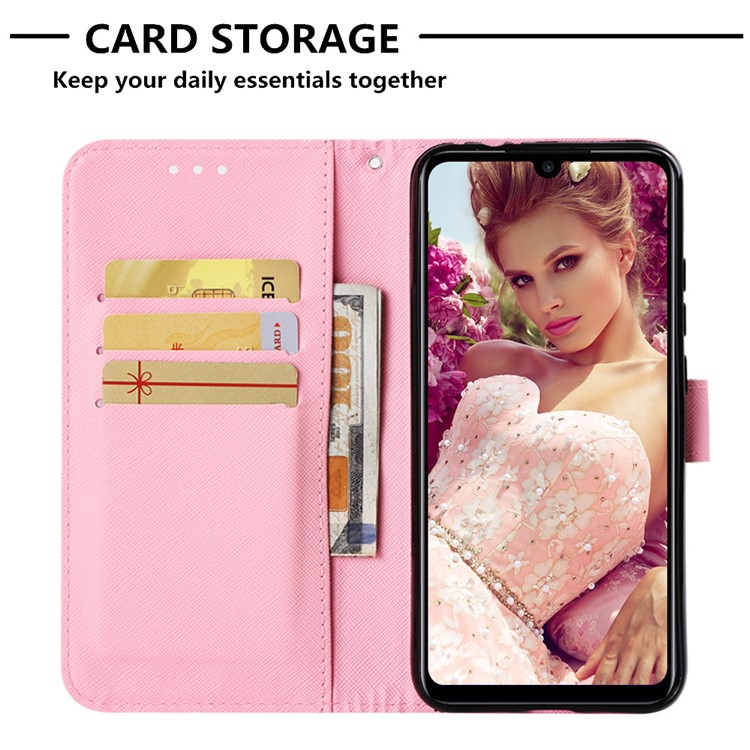 Pattern Printing Light Spot Decor Stand Leather Wallet Cover for Xiaomi Redmi Note 7S / Note 7 / Redmi Note 7 Pro (India) - Red Flower-6