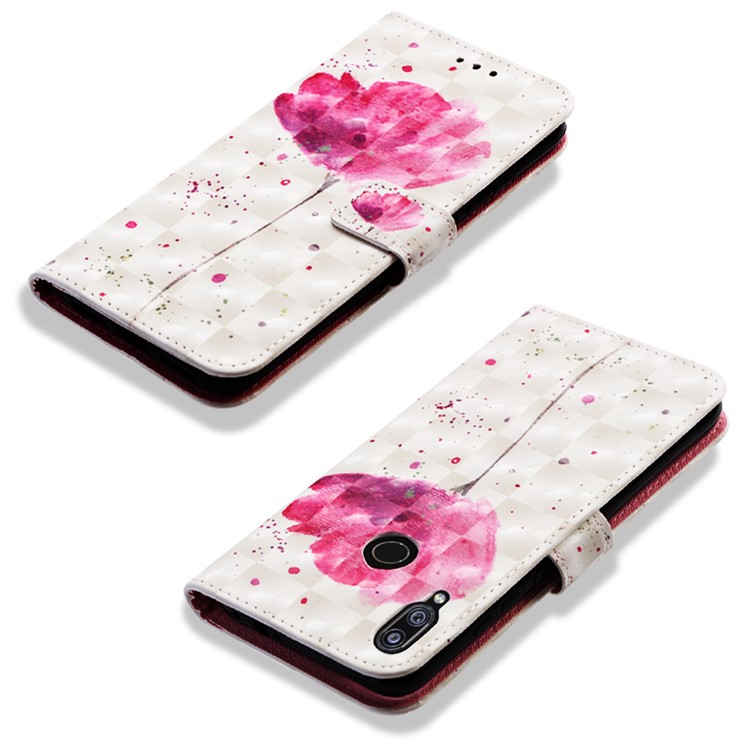 Pattern Printing Light Spot Decor Stand Leather Wallet Cover for Xiaomi Redmi Note 7S / Note 7 / Redmi Note 7 Pro (India) - Red Flower-7