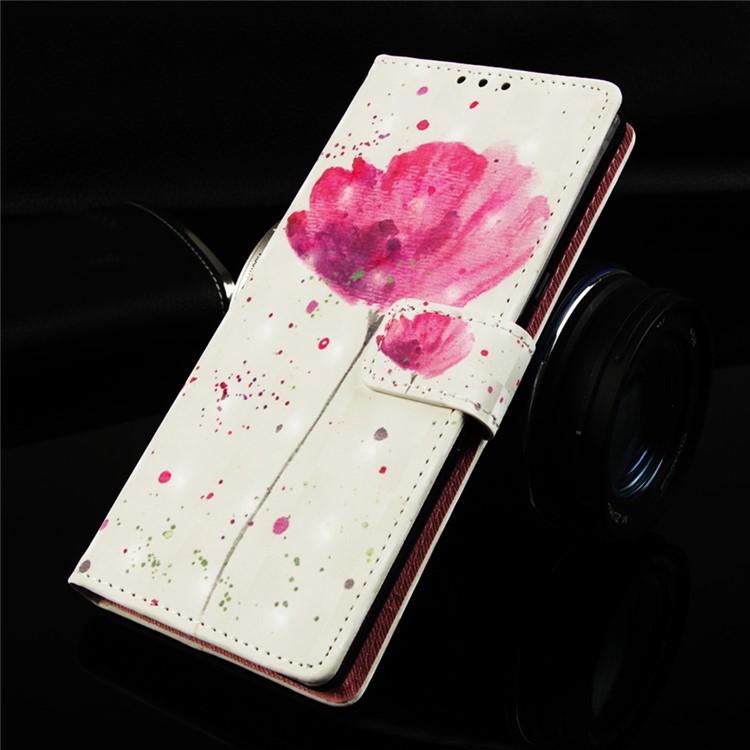Pattern Printing Light Spot Decor Stand Leather Wallet Cover for Xiaomi Redmi Note 7S / Note 7 / Redmi Note 7 Pro (India) - Red Flower-8