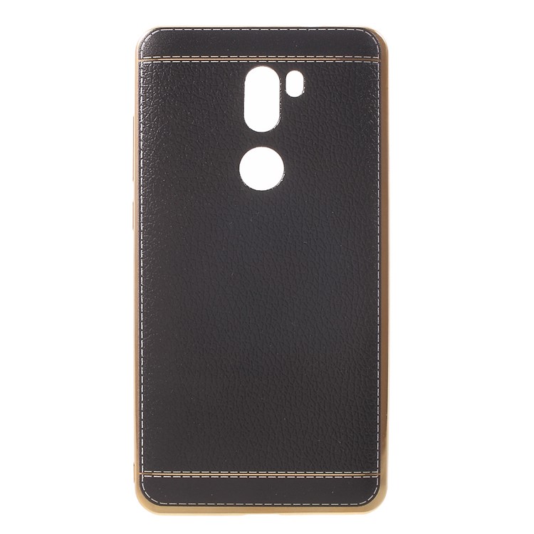 Lychee Grain Leather Coated Plating TPU Case for Xiaomi Mi 5s Plus - Black-1