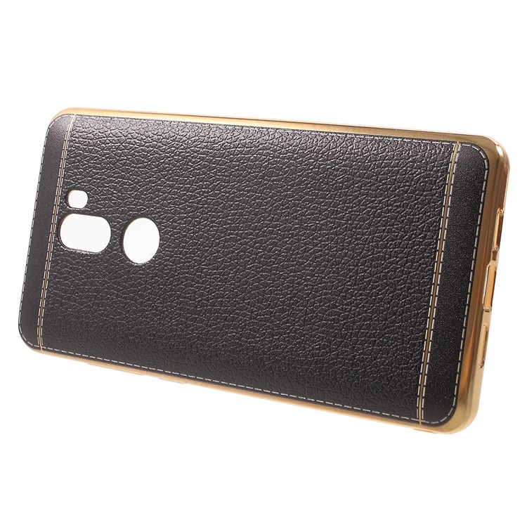 Lychee Grain Leather Coated Plating TPU Case for Xiaomi Mi 5s Plus - Black-2