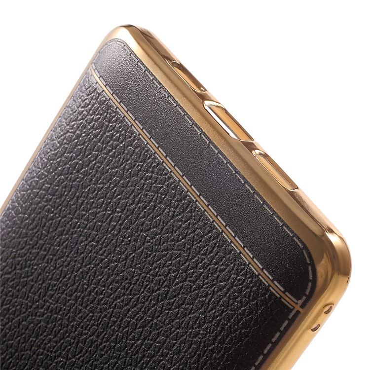 Lychee Grain Leather Coated Plating TPU Case for Xiaomi Mi 5s Plus - Black-4