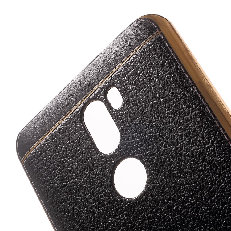Lychee Grain Leather Coated Plating TPU Case for Xiaomi Mi 5s Plus - Black-5