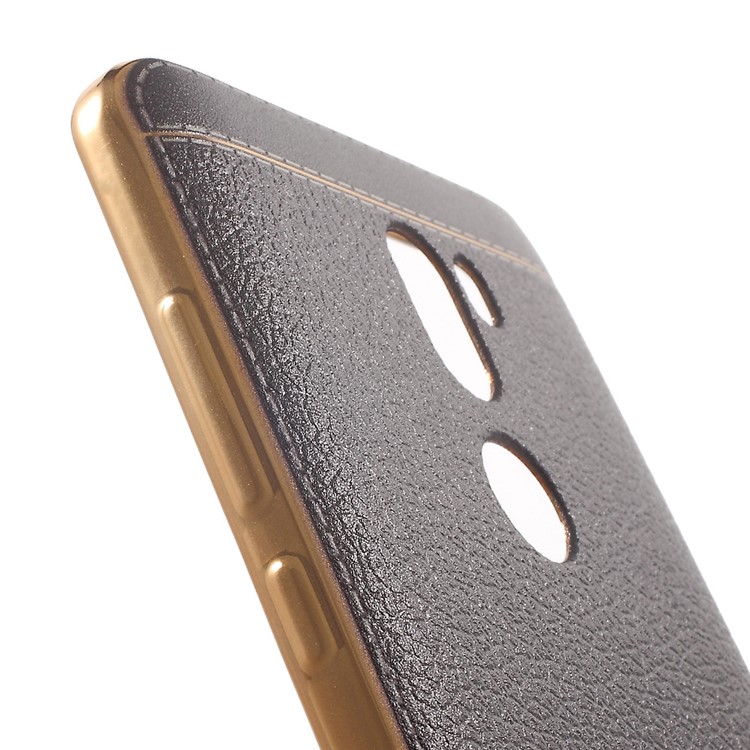 Lychee Grain Leather Coated Plating TPU Case for Xiaomi Mi 5s Plus - Black-6