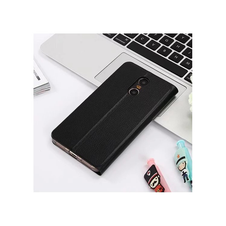 Solid Color Stand Leather Case for Xiaomi Hongmi Redmi Pro - Black-2