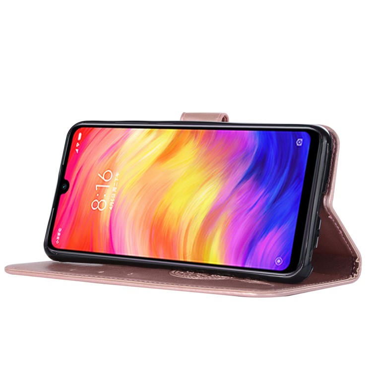Imprint Dream Catcher Owl Leather Wallet Mobile Cover for Xiaomi Redmi 7 / Redmi Y3 - Rose Gold-6